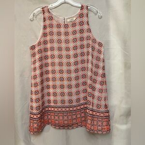 Max Studio Sleeveless Geometric Top - Black Red  and White.  Summer M